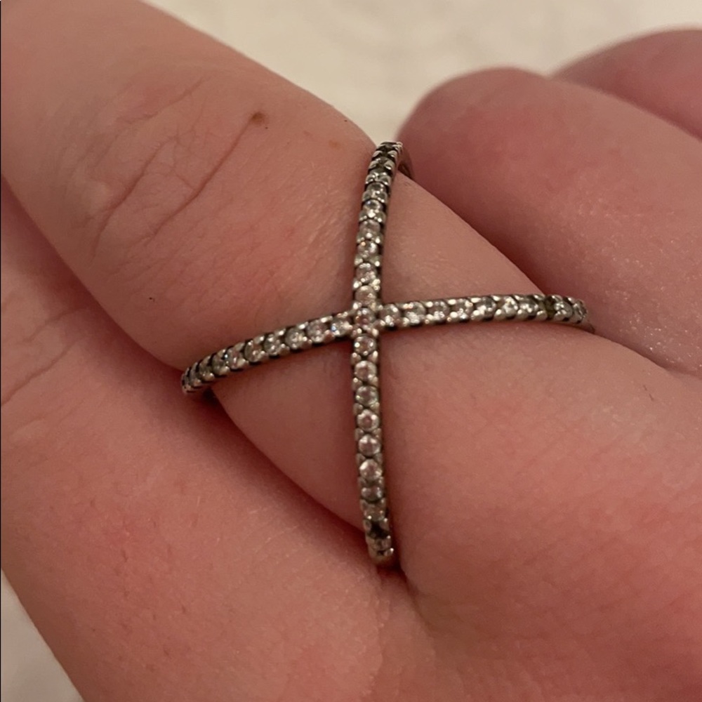 Sterling Silver Crisscross CZ Ring